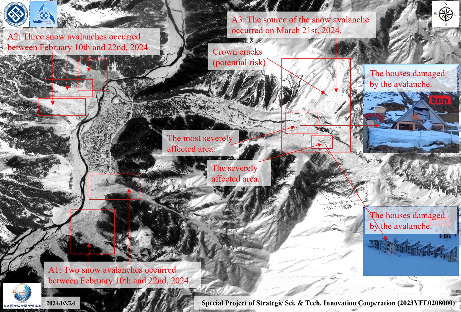 Figure. 1 An overview of avalanche risk nearby Naran town. 