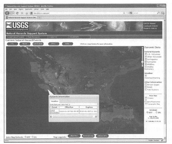 The U.S. Geological Survey's maps website displays natural disaster information in a timely manner, informing citizens of the latest disaster information such as earthquakes, forest fires, flood warnings and storm warnings. (Acknowledgement: U.S. Geological Survey)