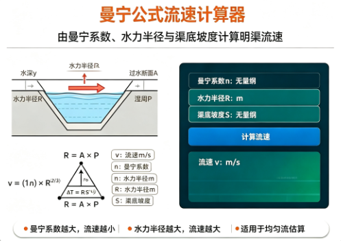 曼宁公式流速计算器