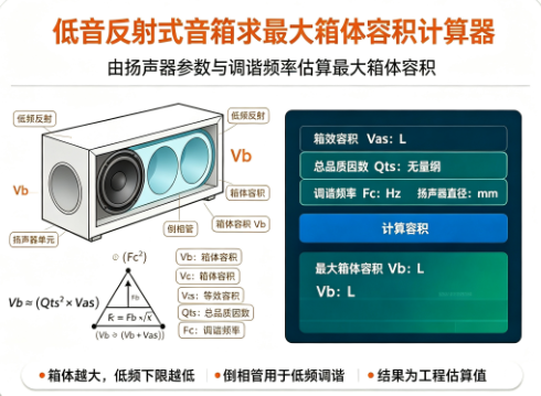 低音反射式音箱求最大箱体容积计算器-简化版