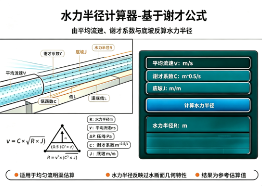 水力半径计算器-基于谢才公式