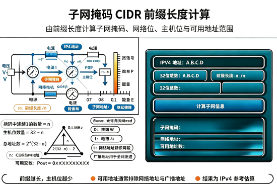 子网掩码CIDR前缀长度计算
